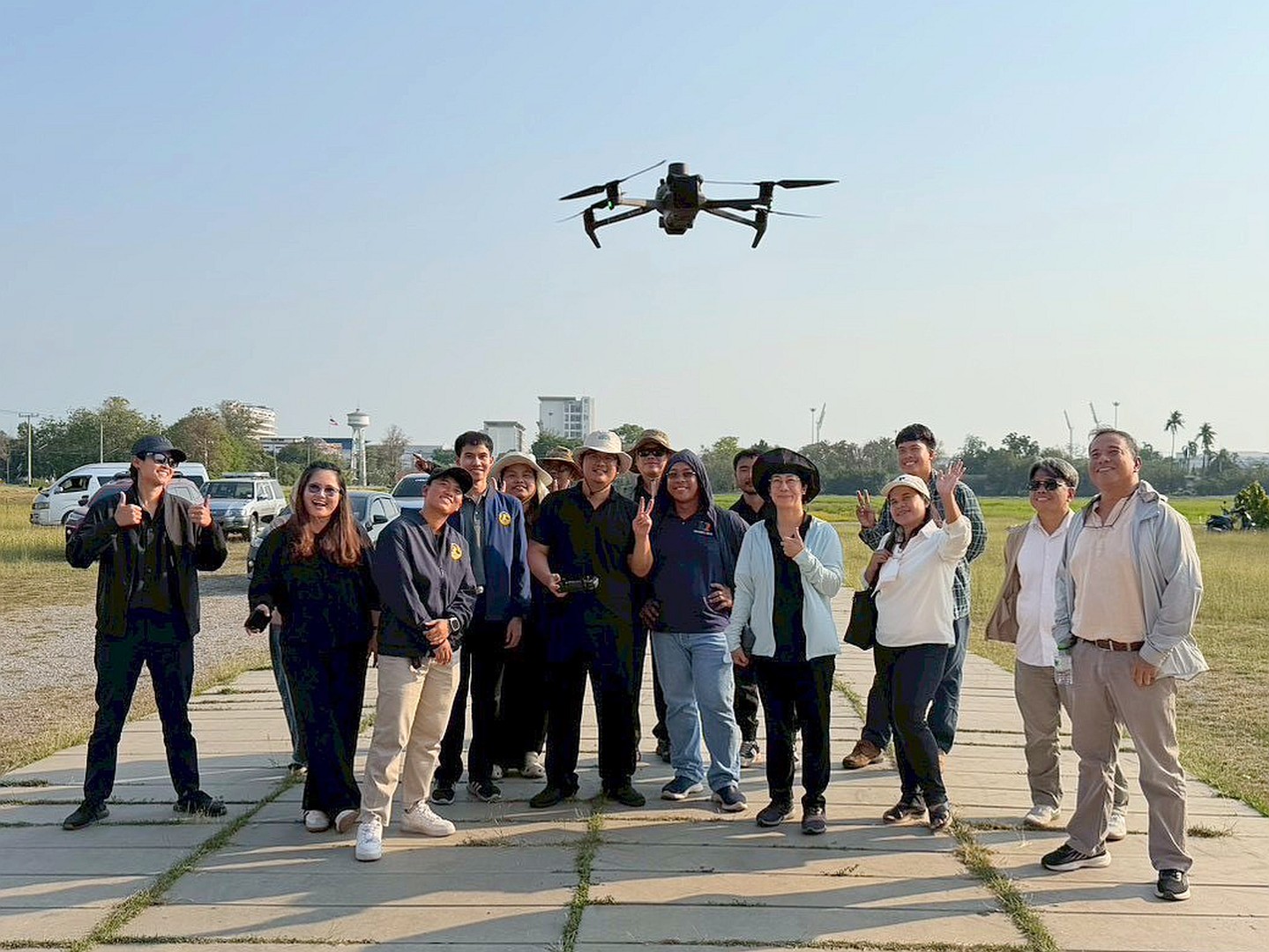Ready for lift-off: IRRI, Thailand’s Rice Department, and Kasetsart University gather around drones for low-emission rice and climate-smart agriculture banner image