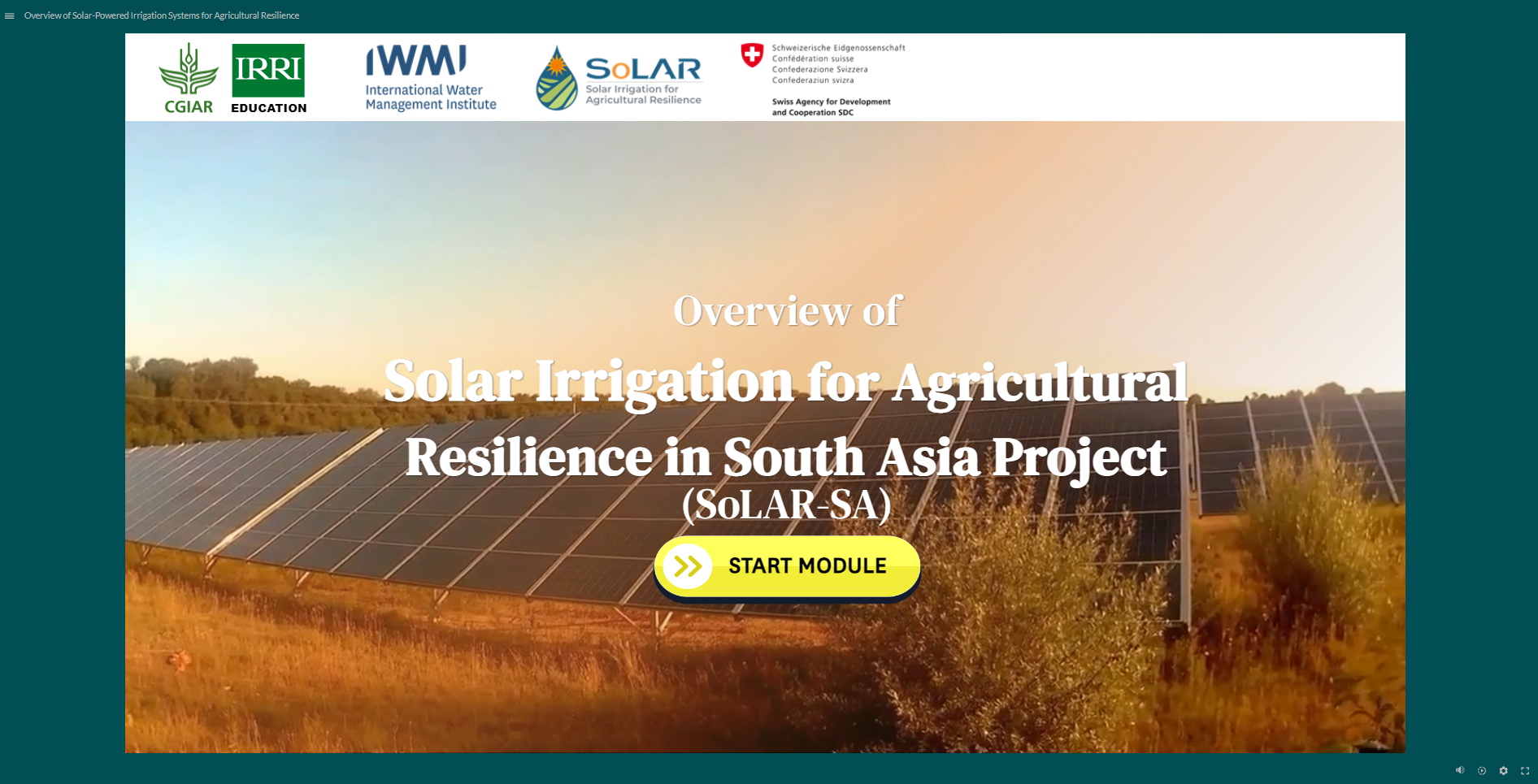 Online modules on Solar Irrigation for Agricultural Resilience launched!