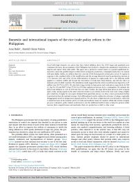 Domestic and international impacts of the rice trade policy reform in the Philippines